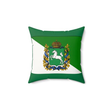 Green Heraldic Crest Pillow — Faux Suede Square Decorative Pillow with Horse Coat of Arms