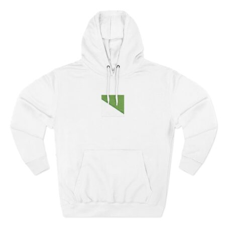 Minimal Green Square Graphic Hoodie — Three-Panel Fleece Pullover