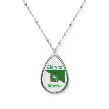 Glory to Siberia Oval Necklace — Siberian Crest Teardrop Pendant