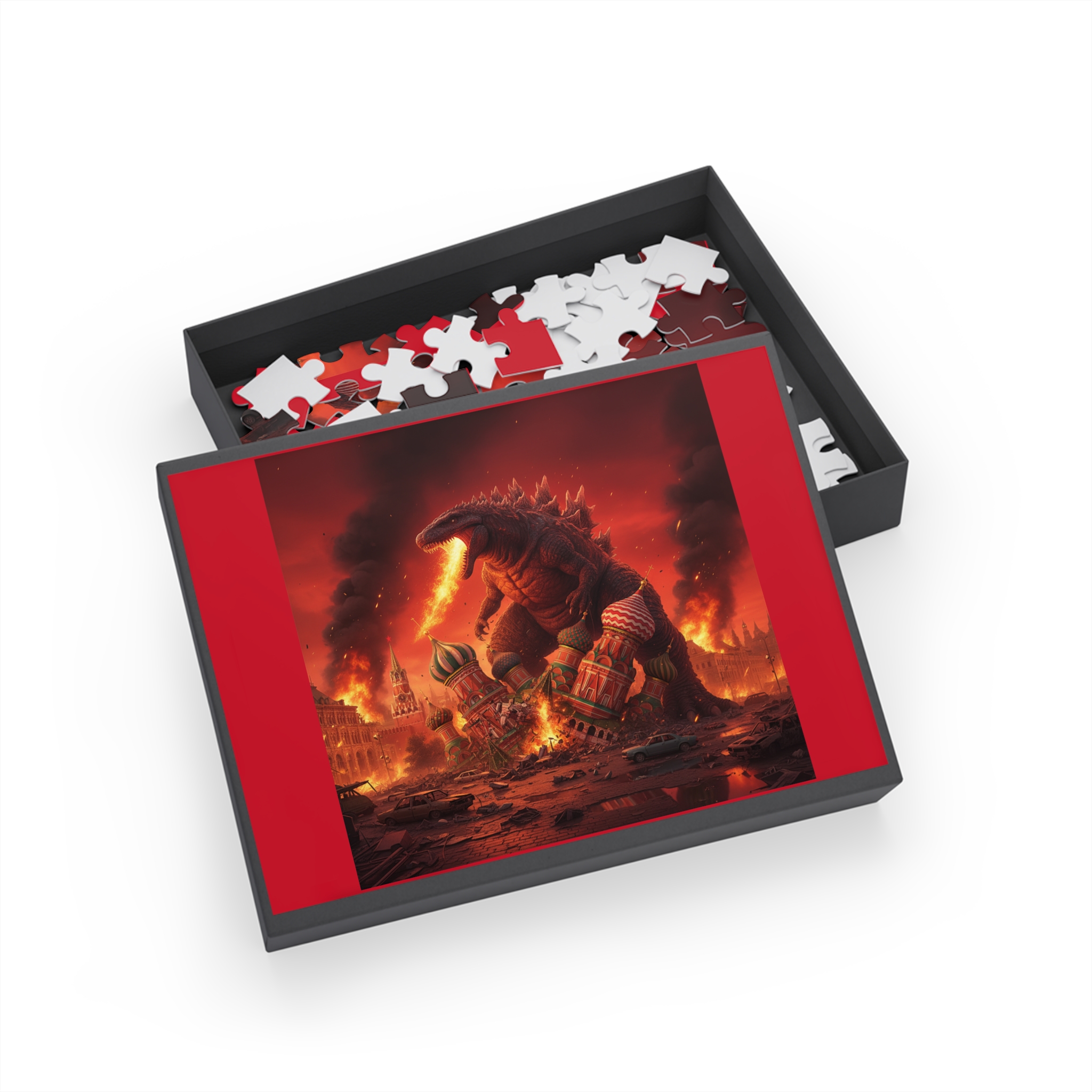 Dinosaur Fire Rampage Jigsaw Puzzle — 96/252/500/1000-Piece Kaiju Puzzle — изображение 9