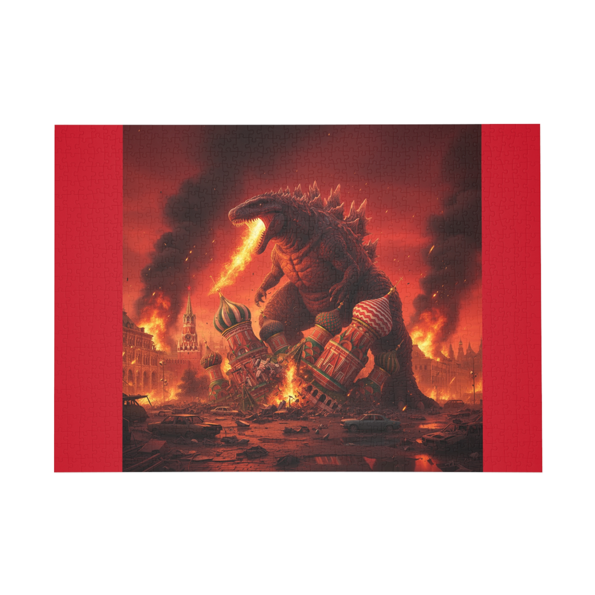 Dinosaur Fire Rampage Jigsaw Puzzle — 96/252/500/1000-Piece Kaiju Puzzle — изображение 4