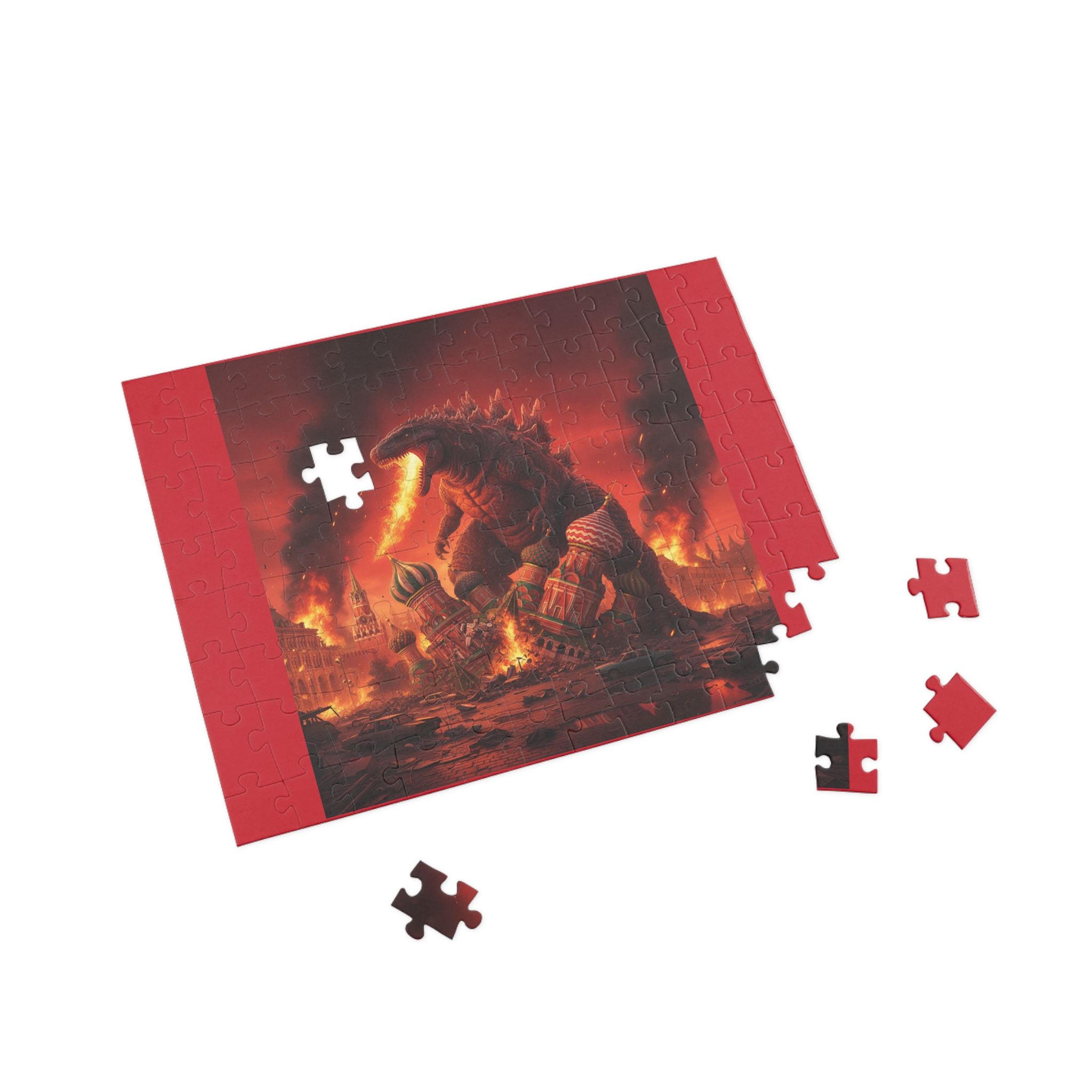 Dinosaur Fire Rampage Jigsaw Puzzle — 96/252/500/1000-Piece Kaiju Puzzle — изображение 8
