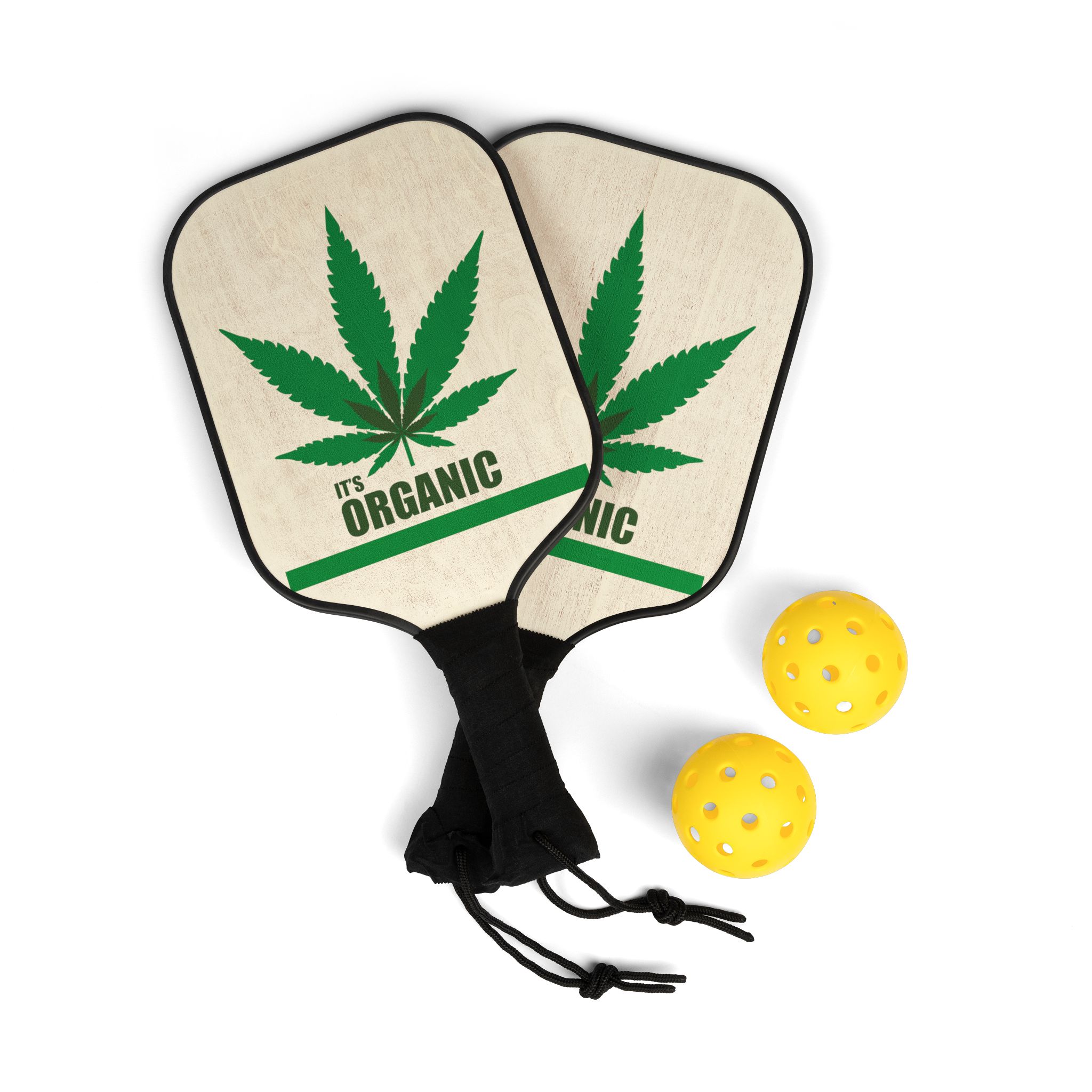 Pickleball Paddle Set – “It’s Organic” Cannabis Leaf Design — изображение 2