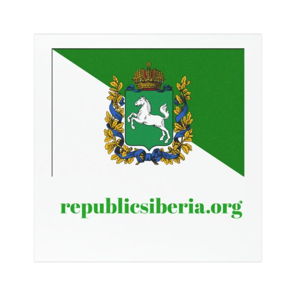 Republic of Siberia Crest Car Magnet — Green Diagonal Flag with White Horse & republicsiberia.org