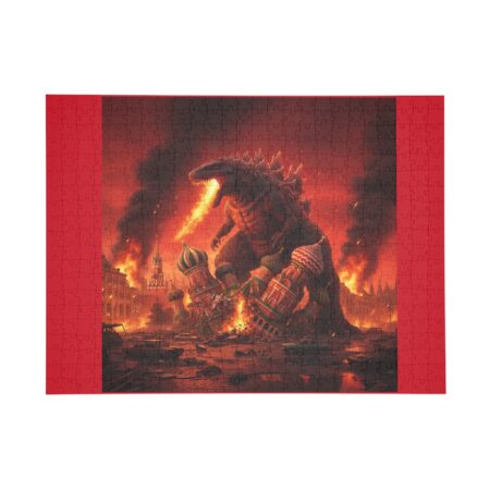 Dinosaur Fire Rampage Jigsaw Puzzle — 96/252/500/1000-Piece Kaiju Puzzle