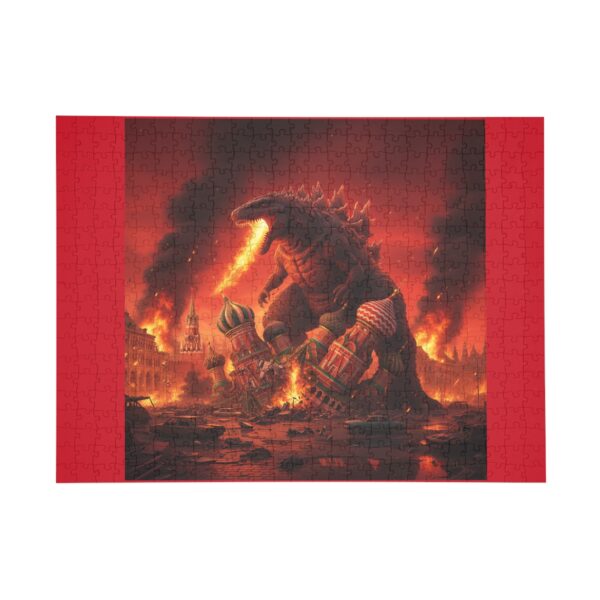 Dinosaur Fire Rampage Jigsaw Puzzle — 96/252/500/1000-Piece Kaiju Puzzle