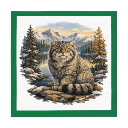 Wildcat Mountain Tablecloth — Rustic Scenic Cat Table Cover for Cabin & Nature Lovers