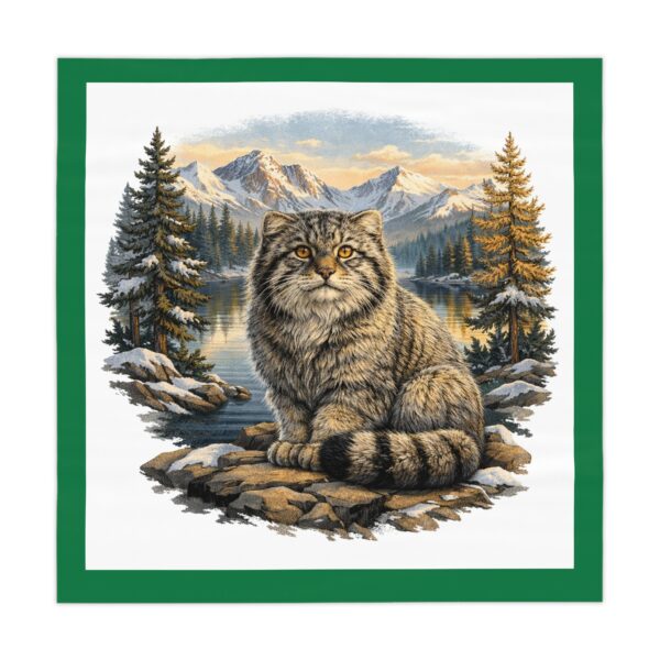 Wildcat Mountain Tablecloth — Rustic Scenic Cat Table Cover for Cabin & Nature Lovers