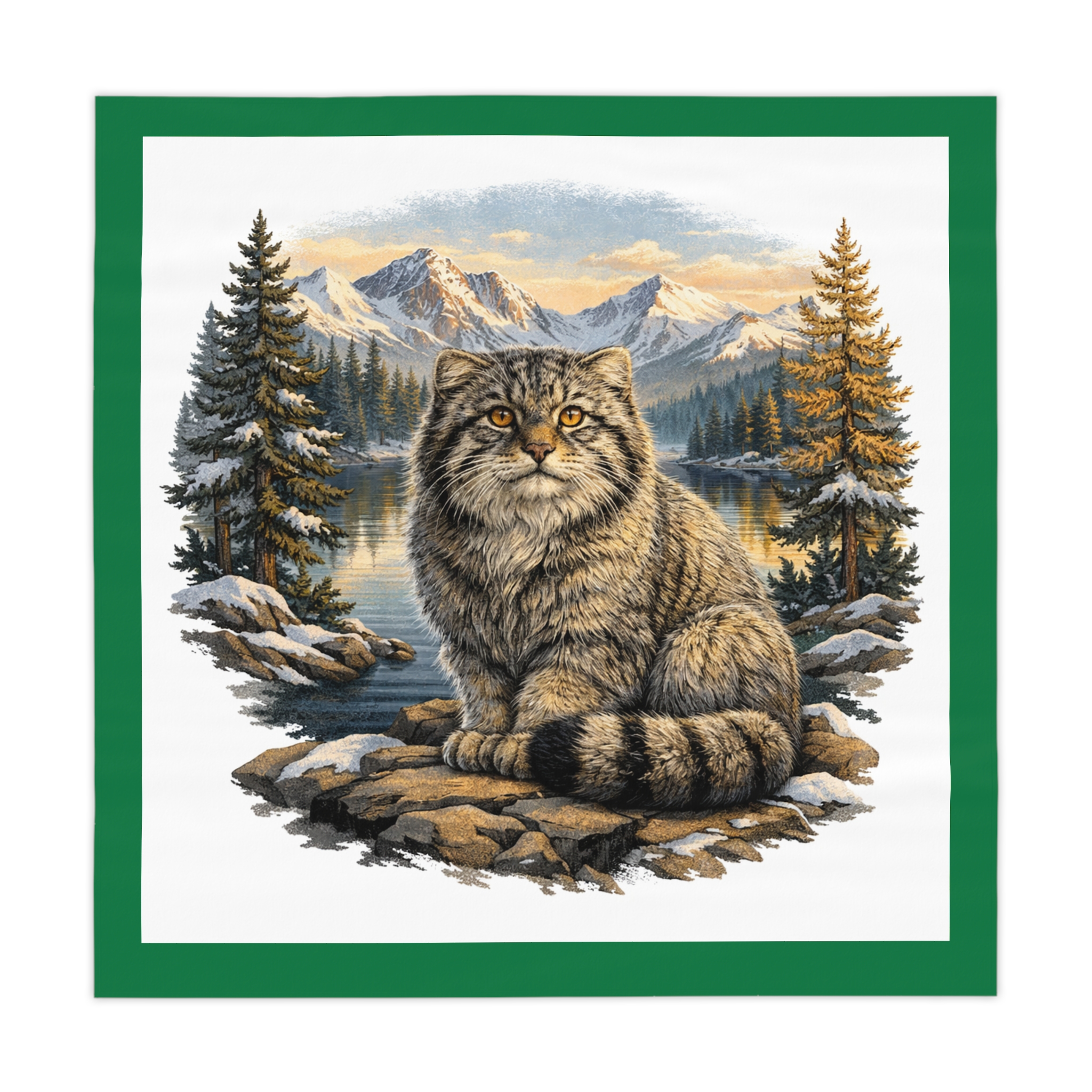 Wildcat Mountain Tablecloth — Rustic Scenic Cat Table Cover for Cabin & Nature Lovers