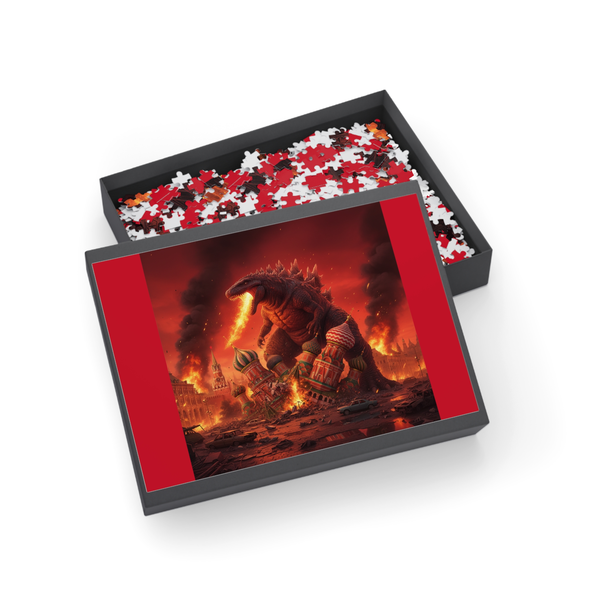 Dinosaur Fire Rampage Jigsaw Puzzle — 96/252/500/1000-Piece Kaiju Puzzle — изображение 6