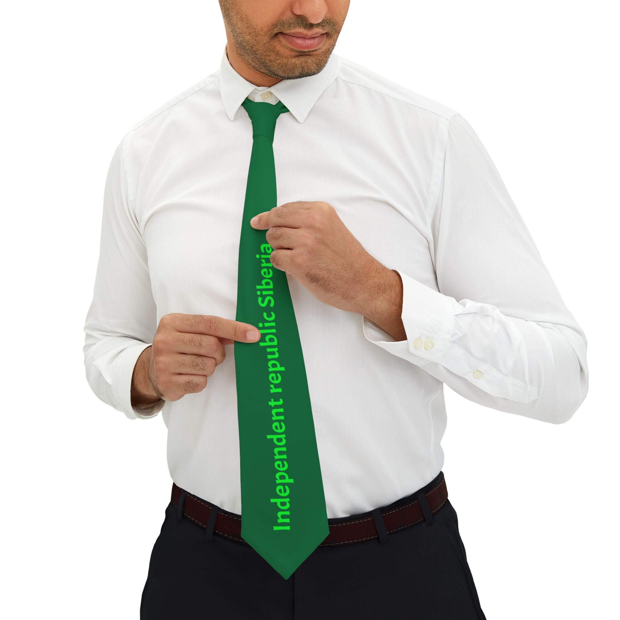 Green "Independent Republic Siberia" Necktie — Bold Statement Tie for Patriotic Events — изображение 4