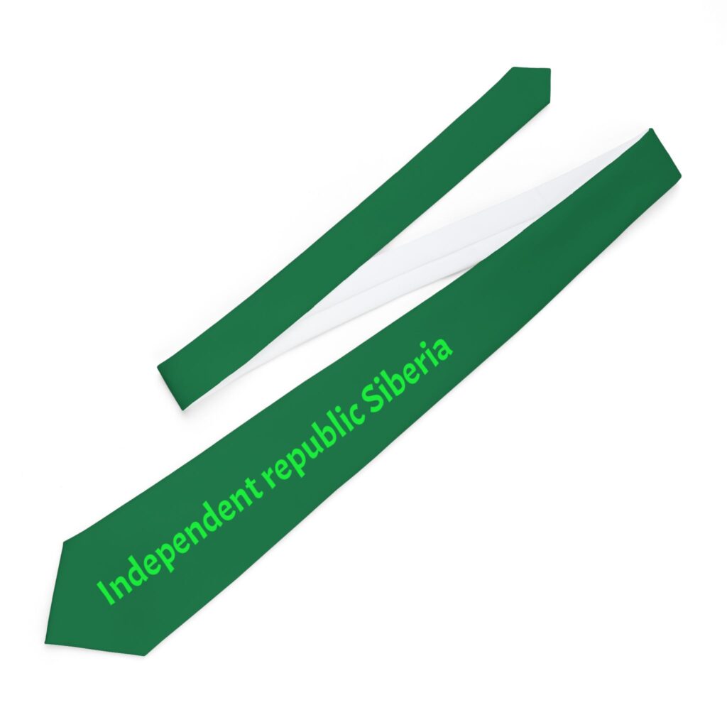 Green "Independent Republic Siberia" Necktie — Bold Statement Tie for Patriotic Events