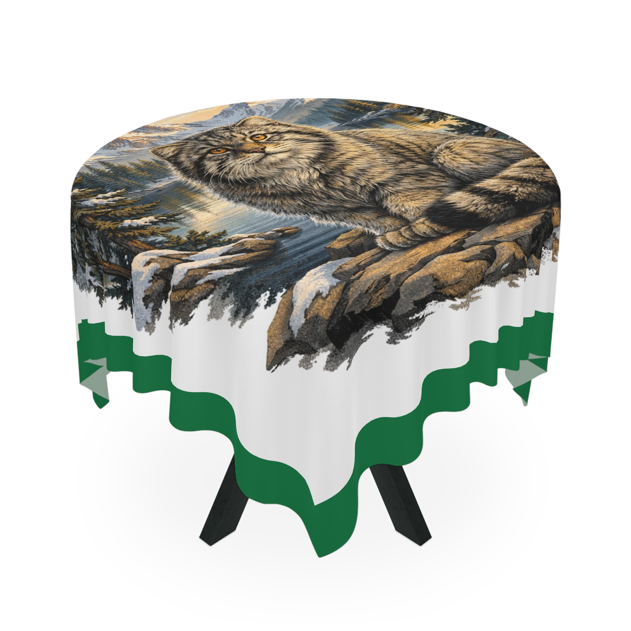 Wildcat Mountain Tablecloth — Rustic Scenic Cat Table Cover for Cabin & Nature Lovers — изображение 3